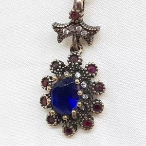 New Genuine 3.65ctw Dark Blue Sapphire & Ruby Pendant!